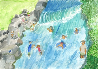 Iwatani賞　タイトル「九州のきれいな川で泳ぐのは気持ちいいなあ」
